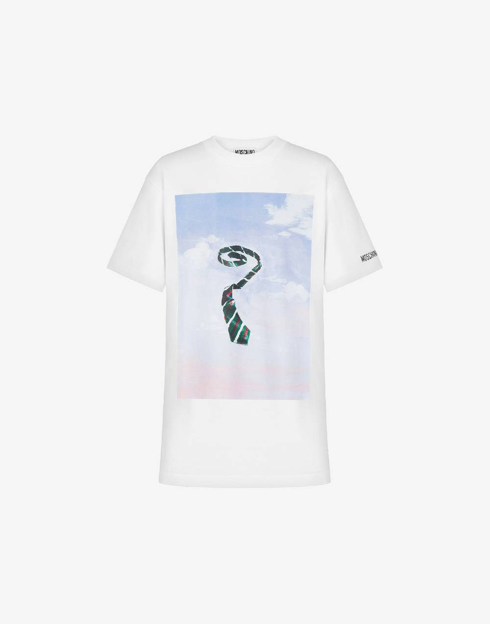 Love Moschino T-shirt in interlock di cotone Ceci n'est pas une cravatte