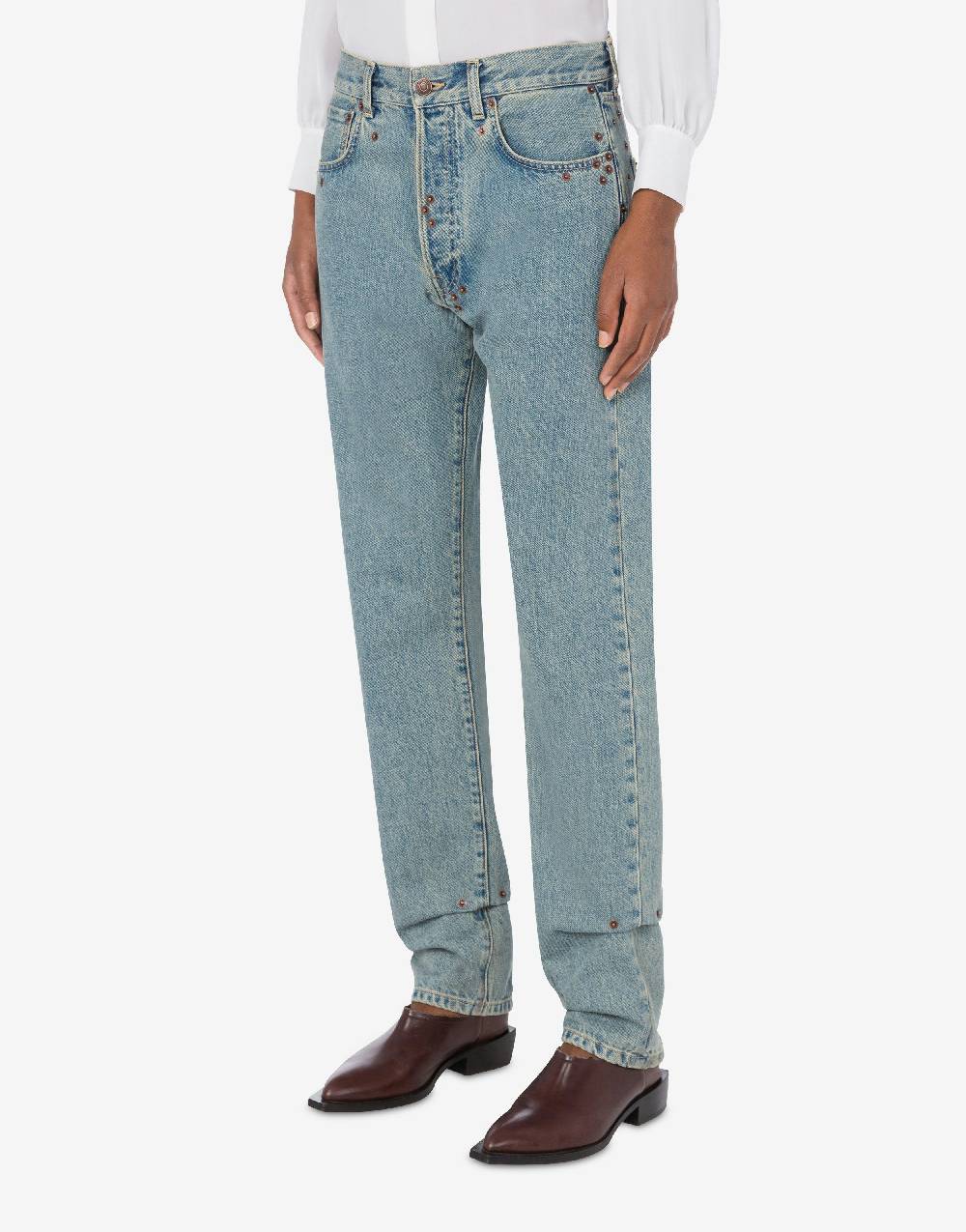Love Moschino Pantalone in denim blu di cotone In Vendita