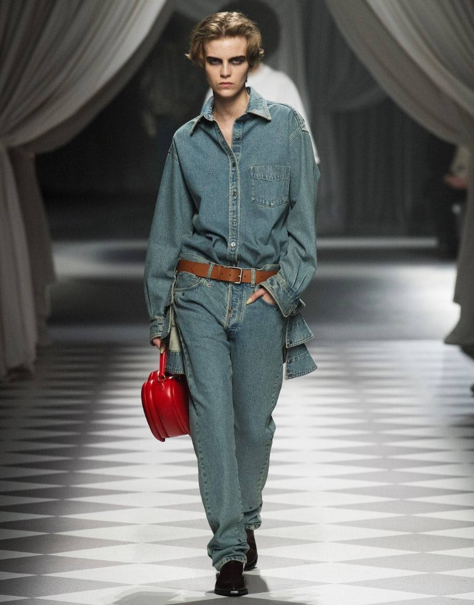 Love Moschino Pantalone in denim blu di cotone In Vendita