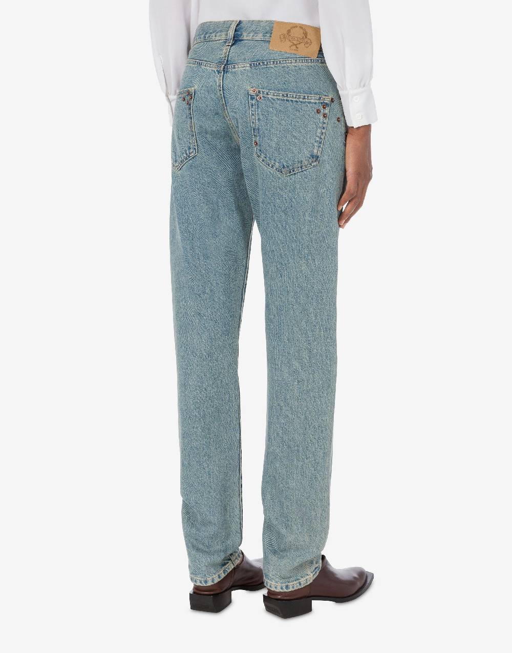 Love Moschino Pantalone in denim blu di cotone In Vendita
