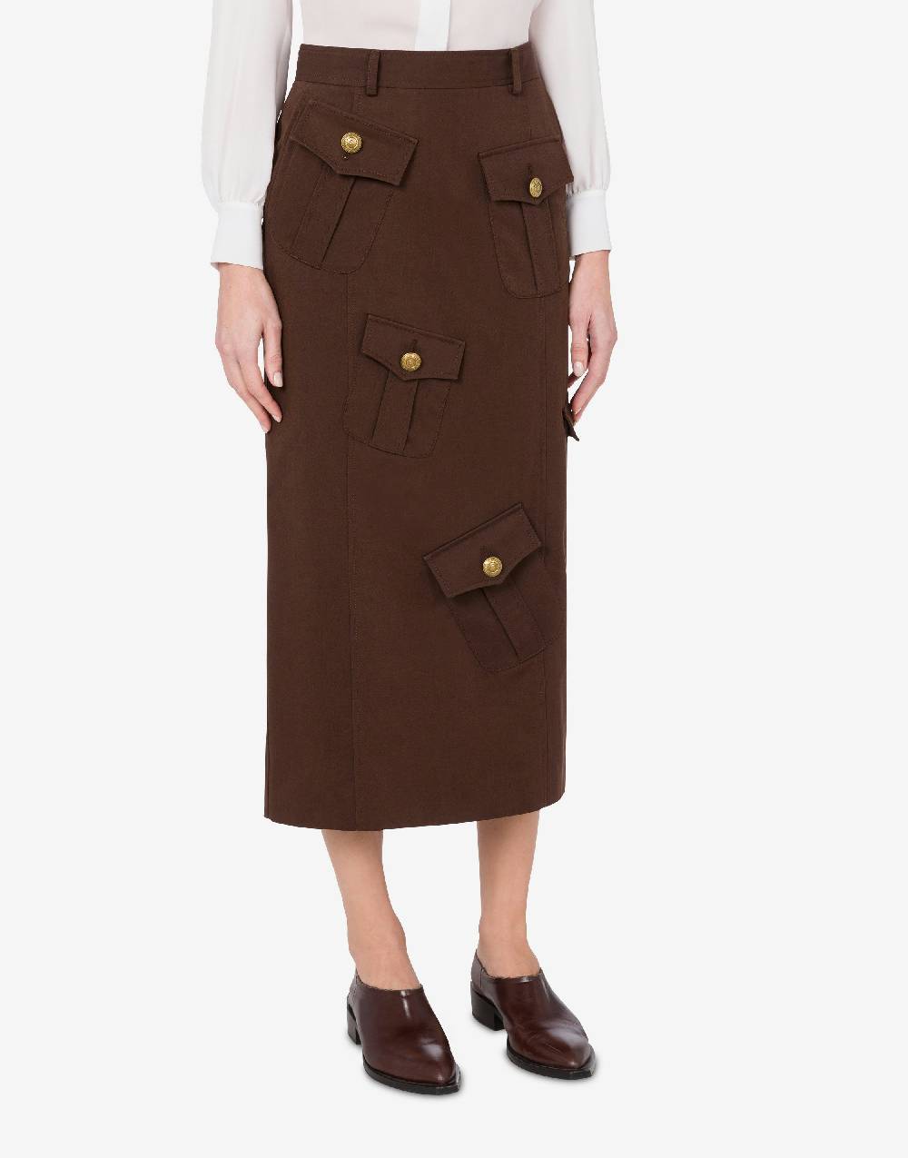 Love Moschino Gonna in gabardina Military Twist Saldi Di Fabbrica