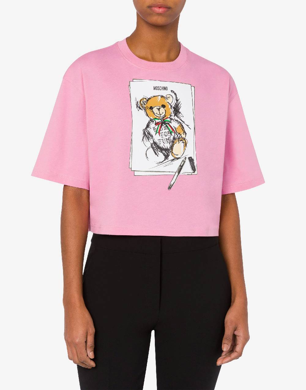 Love Moschino T-shirt cropped Moschino Teddy Bear Offerta