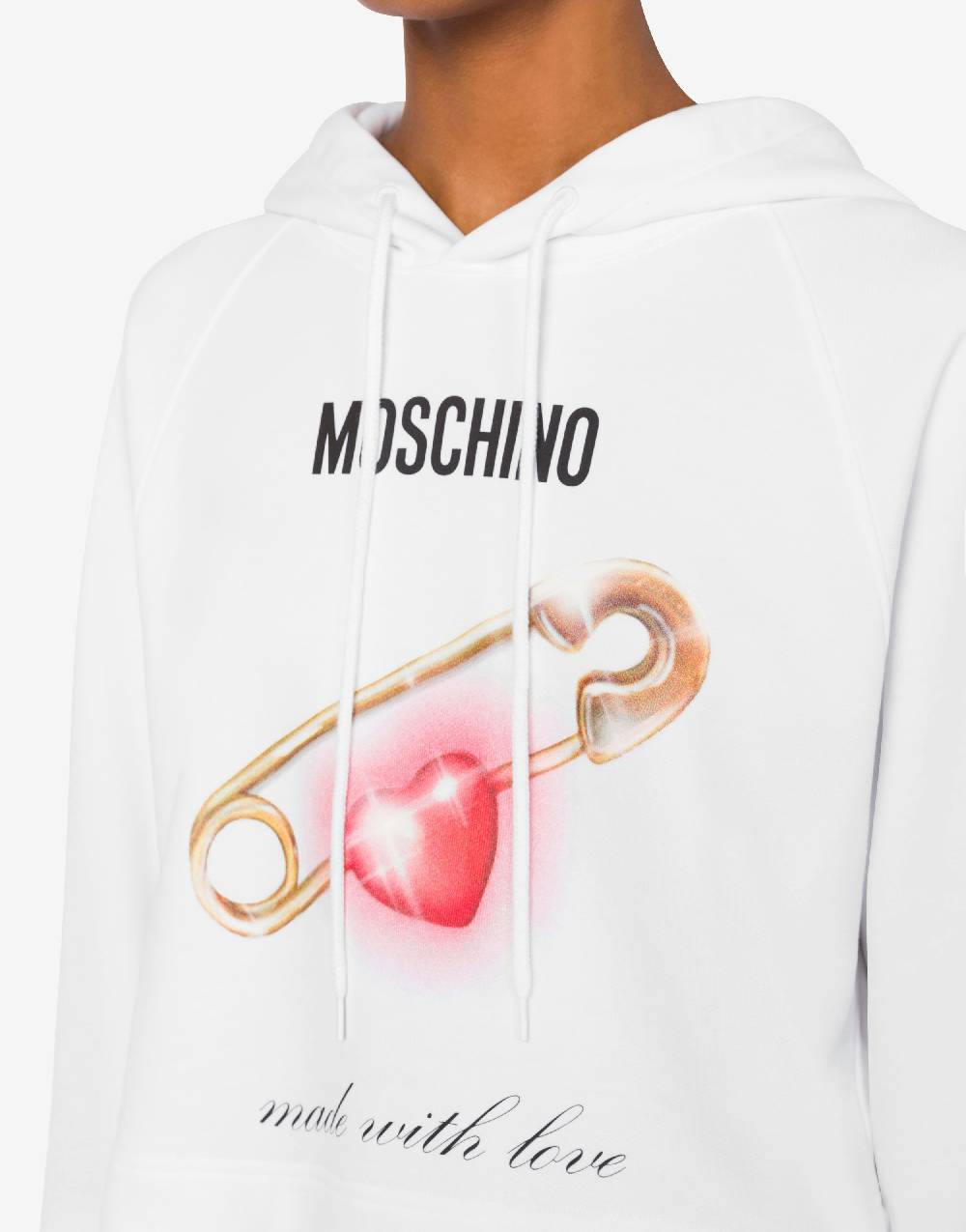 Love Moschino Felpa cropped Heart Safety Pin In Vendita