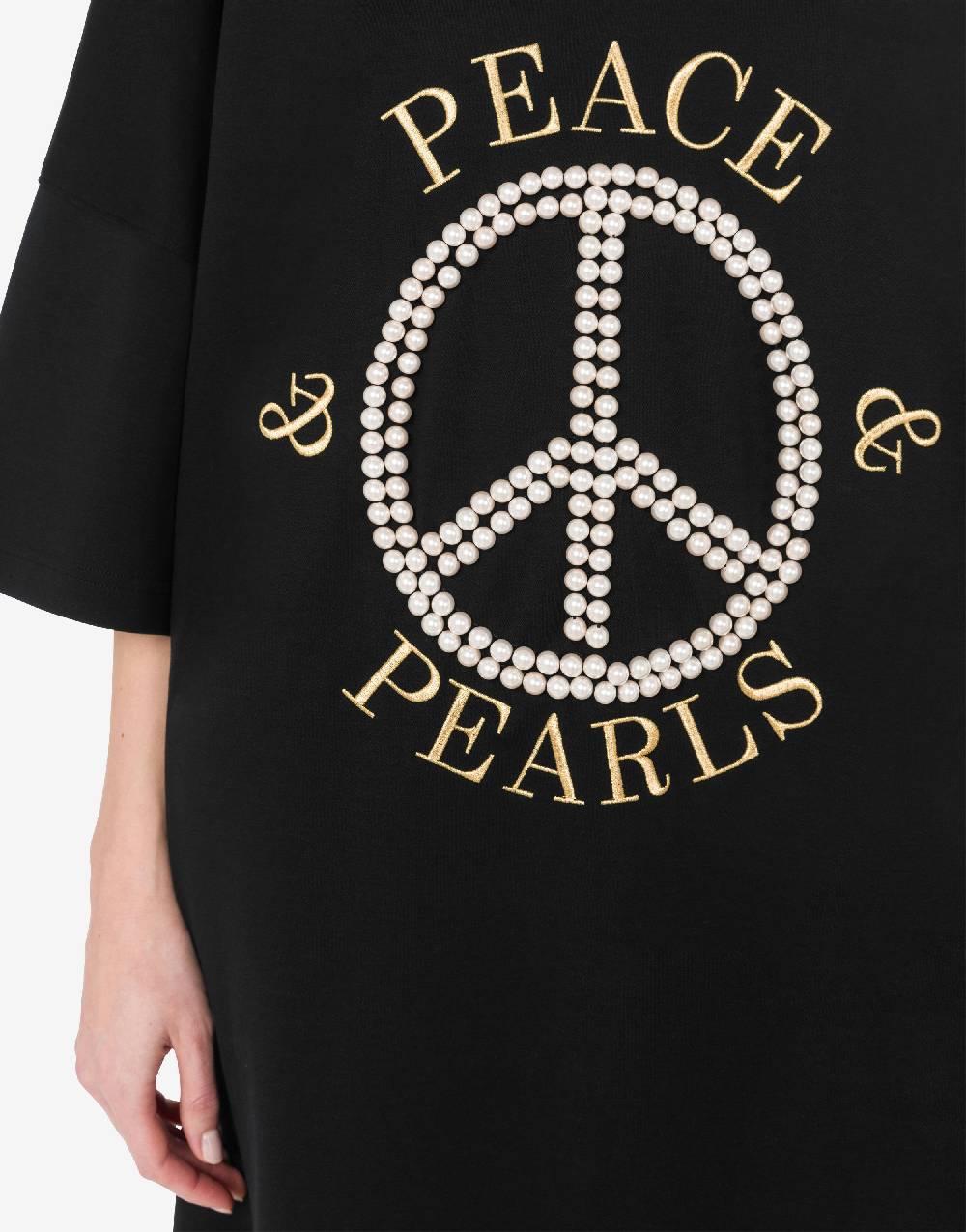 Love Moschino Abito in interlock di cotone Peace & Pearls 2025