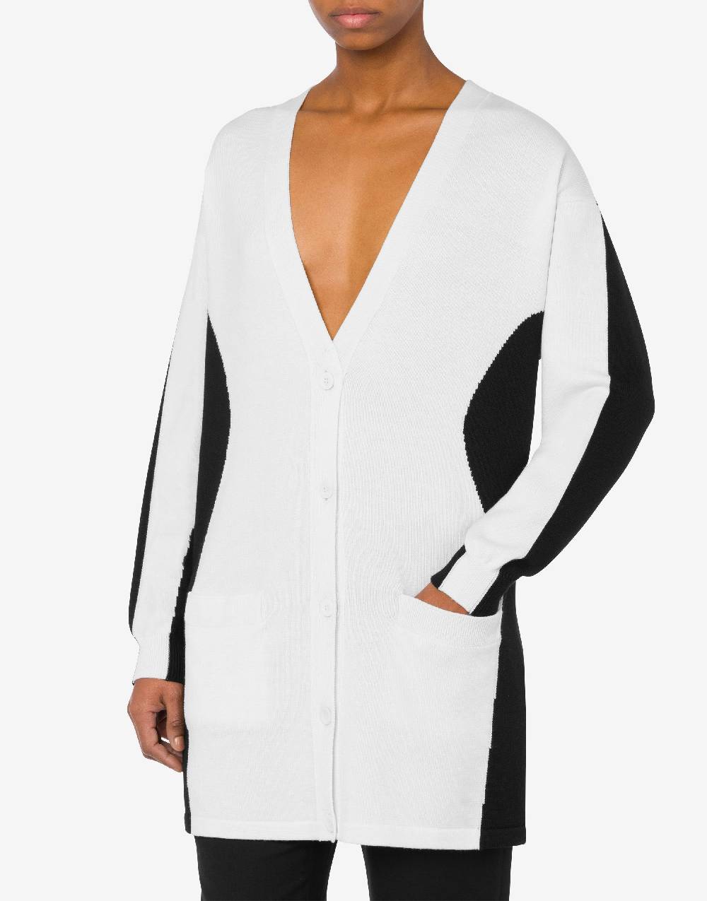 Love Moschino Cardigan in lana Black and White Italy