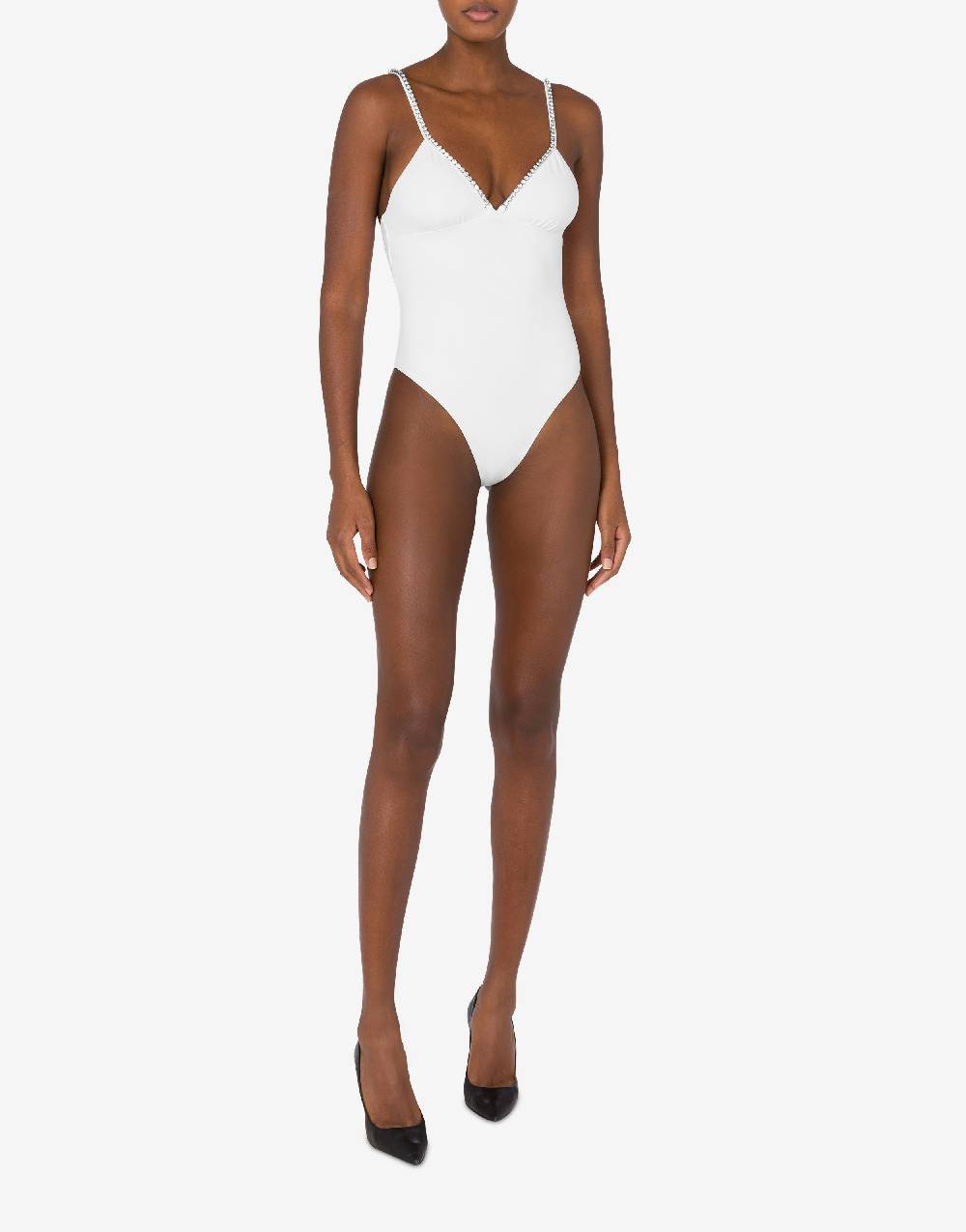 Love Moschino Costume intero Shiny Silver Logo Promozione Limitata