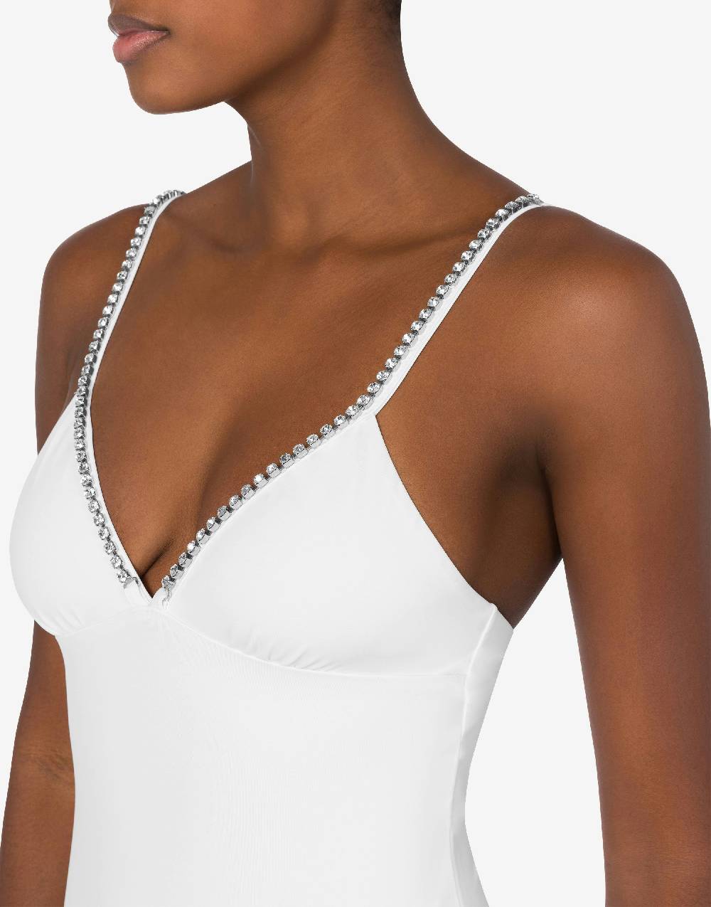 Love Moschino Costume intero Shiny Silver Logo Promozione Limitata