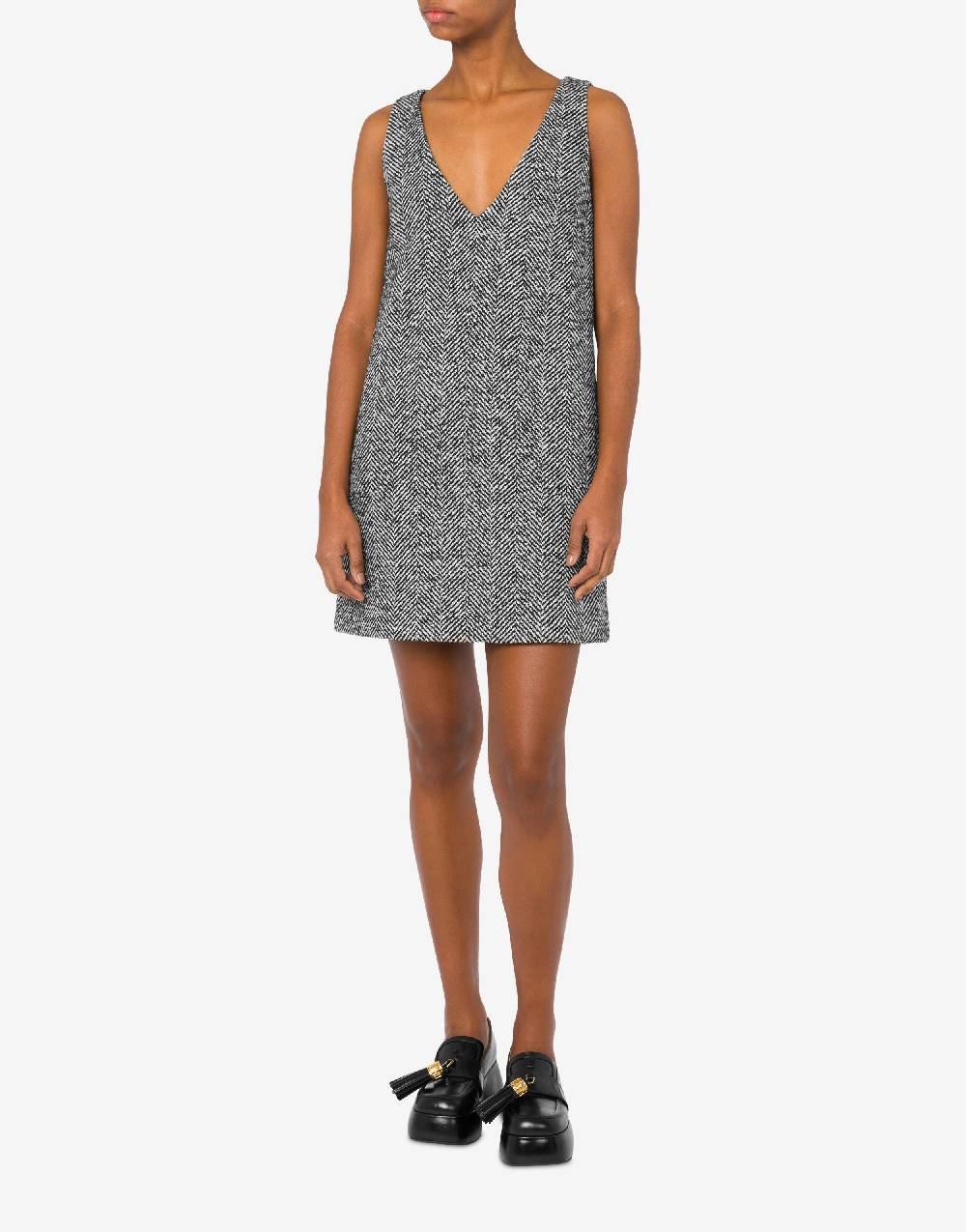 Love Moschino Abito in spigato di misto lana Fino Al -60%