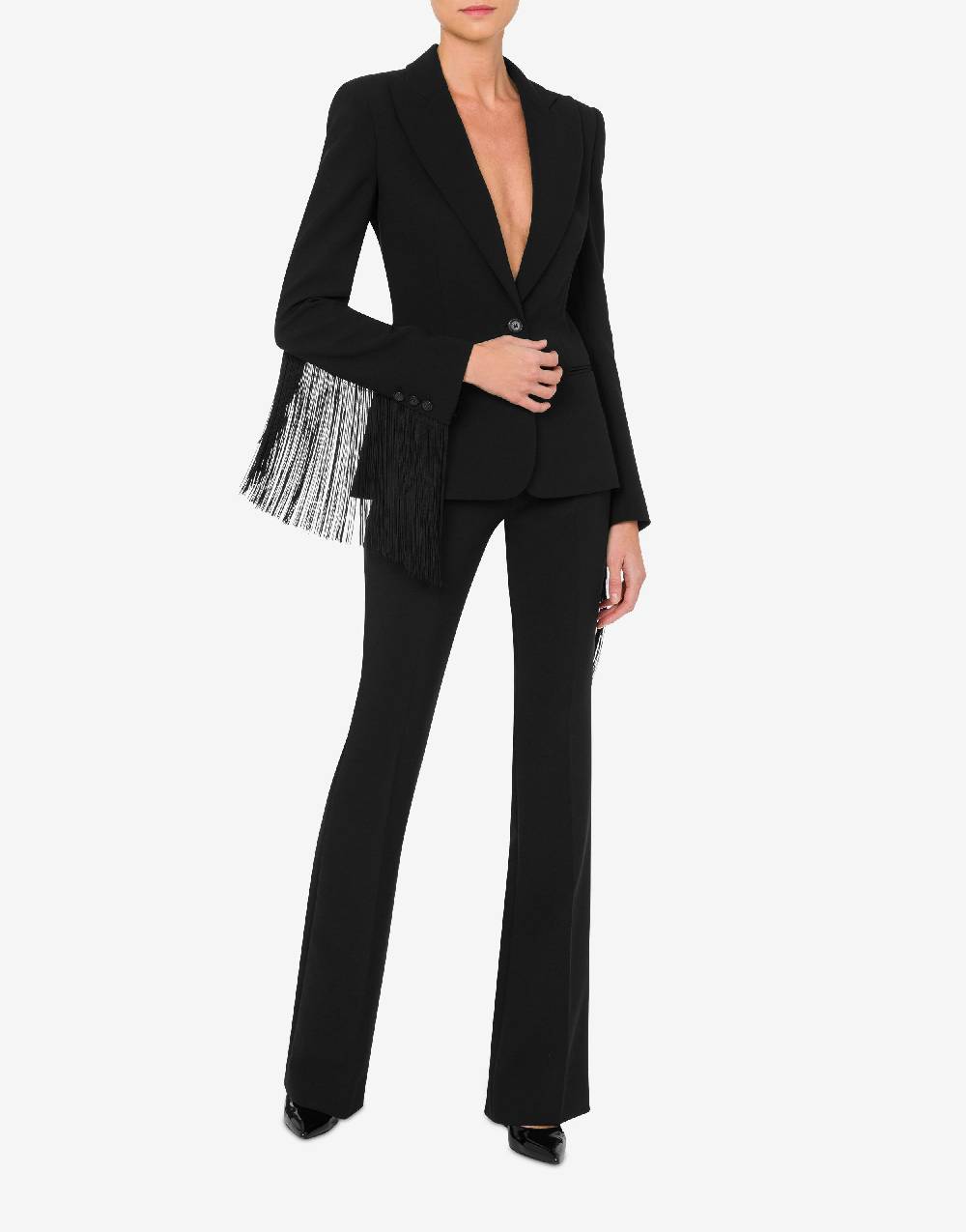 Love Moschino Giacca in crêpe con frange Latest stili