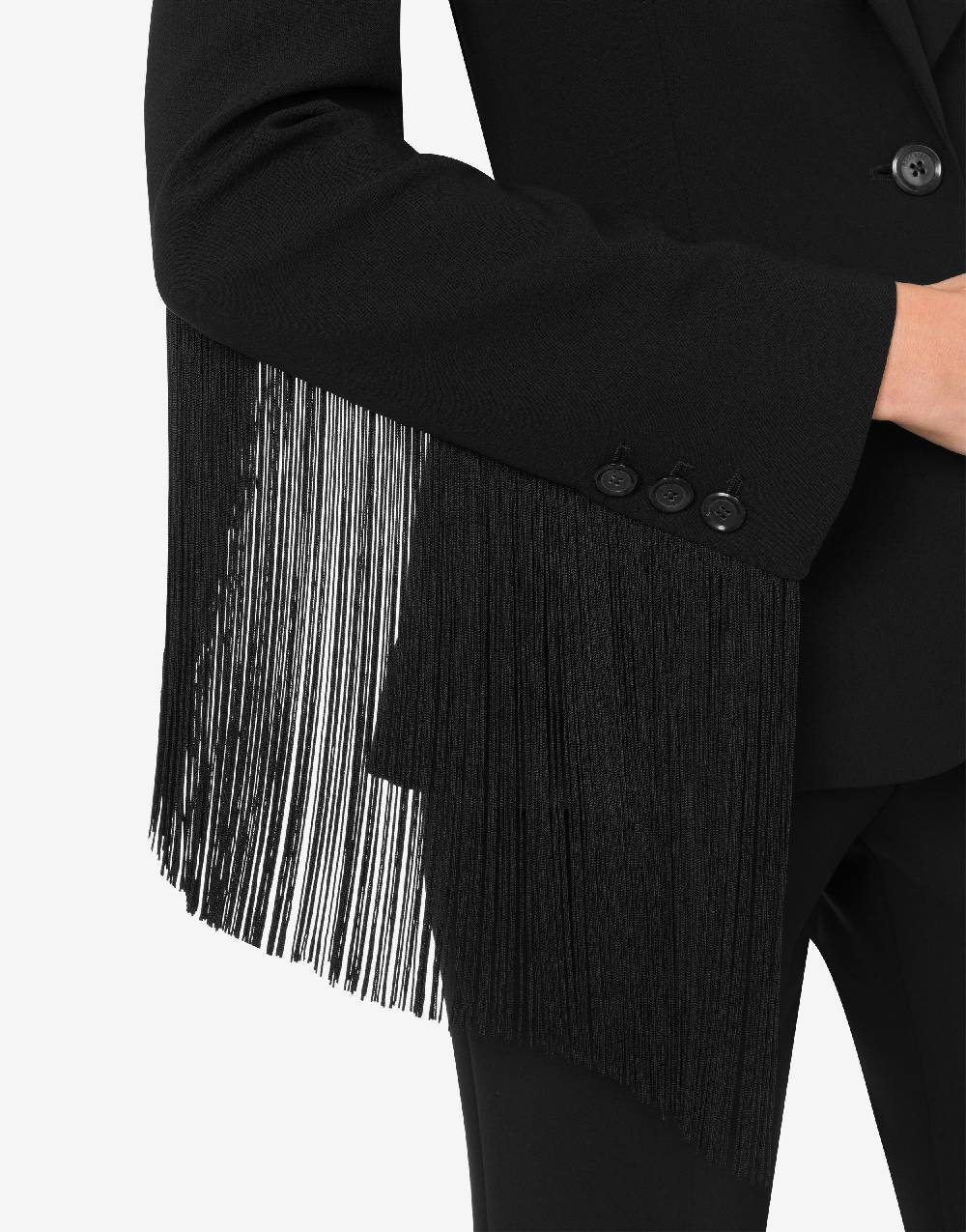 Love Moschino Giacca in crêpe con frange Latest stili