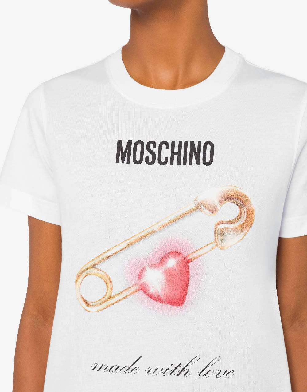 Love Moschino T-shirt Heart Safety Pin Nuova