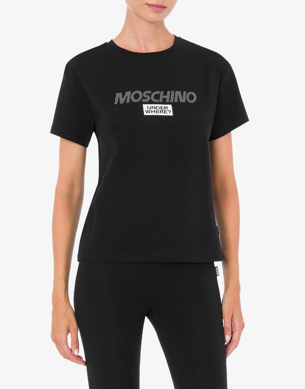 Love Moschino T-shirt in jersey stretch Mesh Logo Qualità Garantita