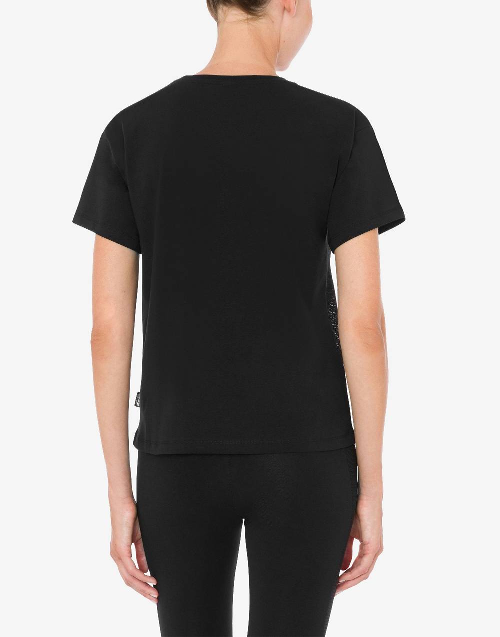 Love Moschino T-shirt in jersey stretch Mesh Logo Qualità Garantita