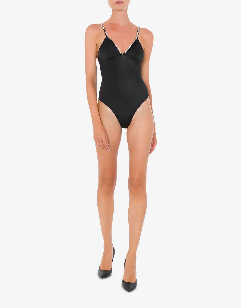 Love Moschino Costume intero Shiny Silver Logo Offerta