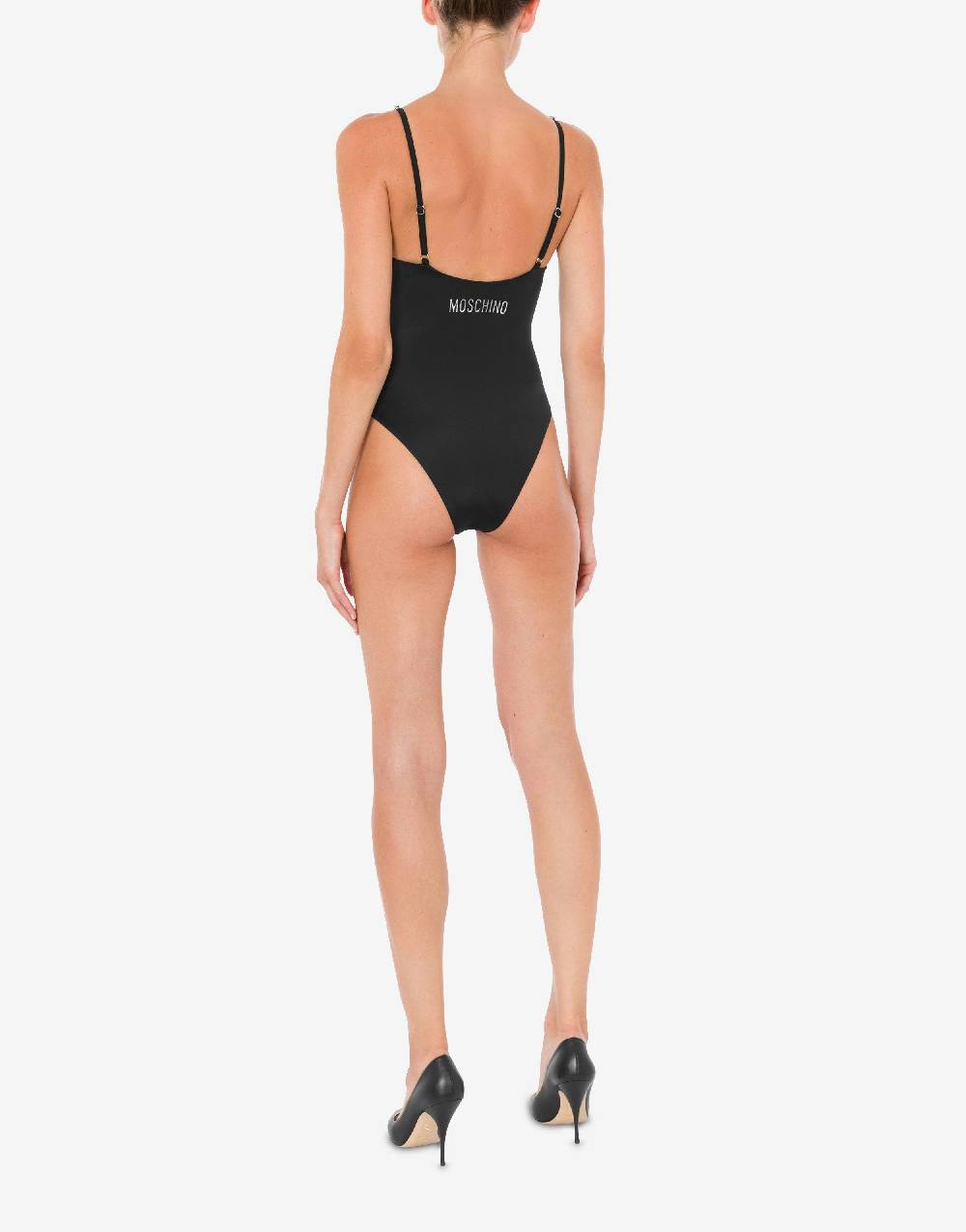 Love Moschino Costume intero Shiny Silver Logo Offerta