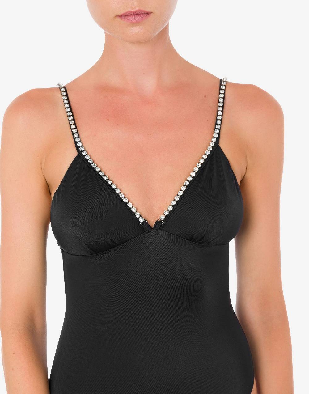 Love Moschino Costume intero Shiny Silver Logo Offerta