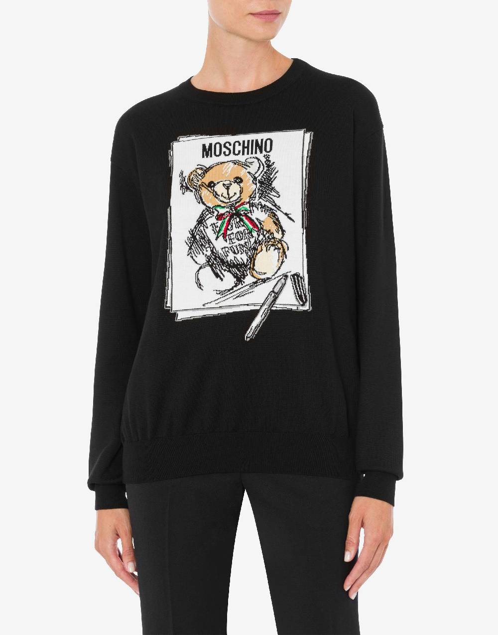 Love Moschino Pullover in cotone Drawn Teddy Bear Outlet