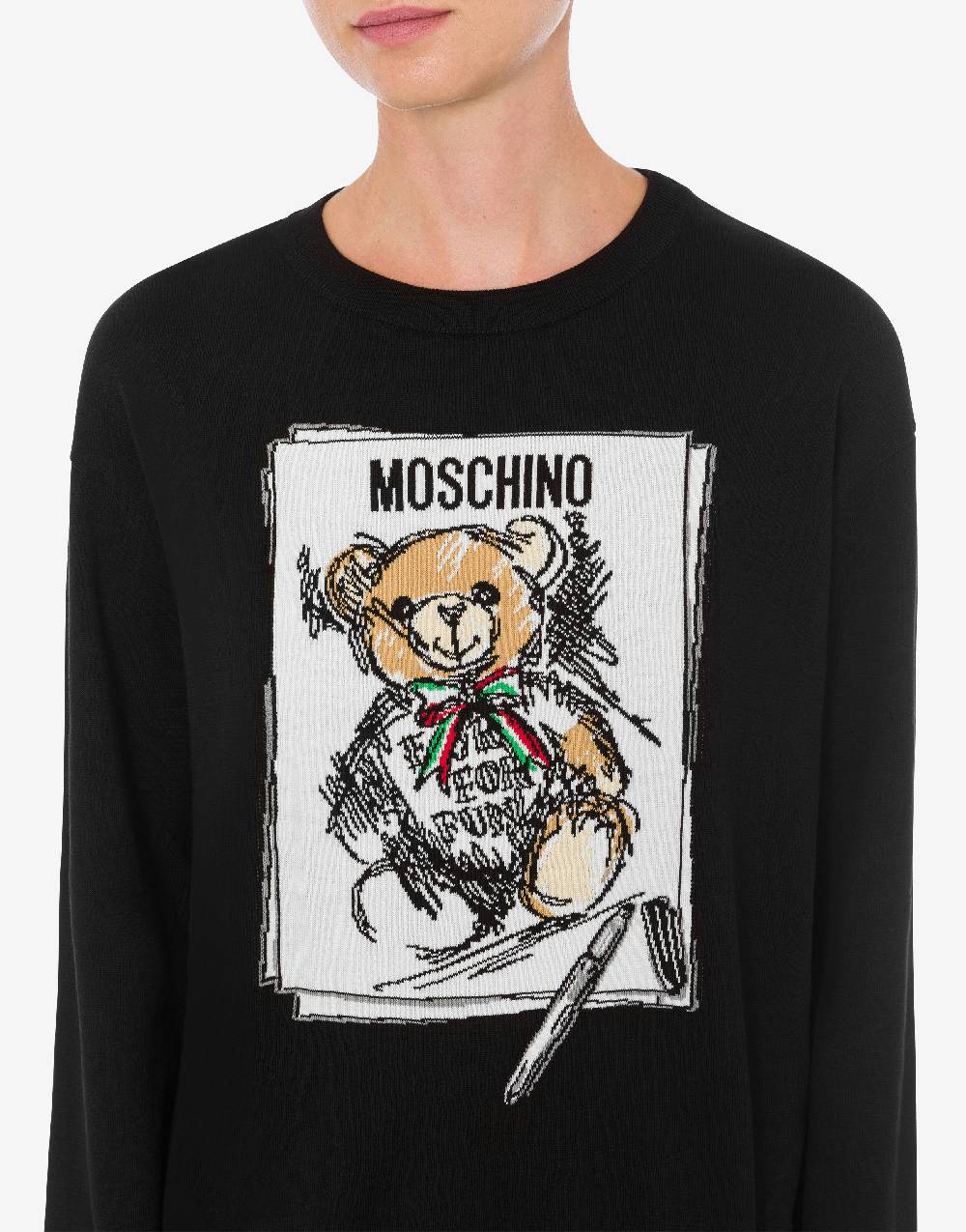 Love Moschino Pullover in cotone Drawn Teddy Bear Outlet