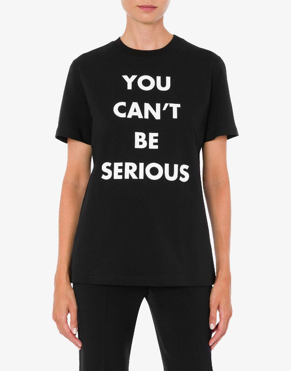 Love Moschino T-shirt in jersey organico You Can't Be Serious Saldi