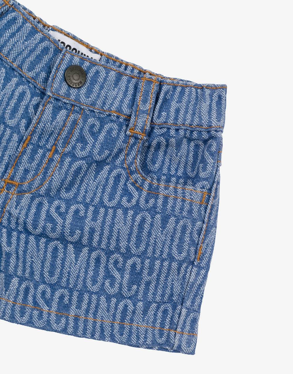 Love Moschino Short in denim Allover Logo Soddisfazione Garantita