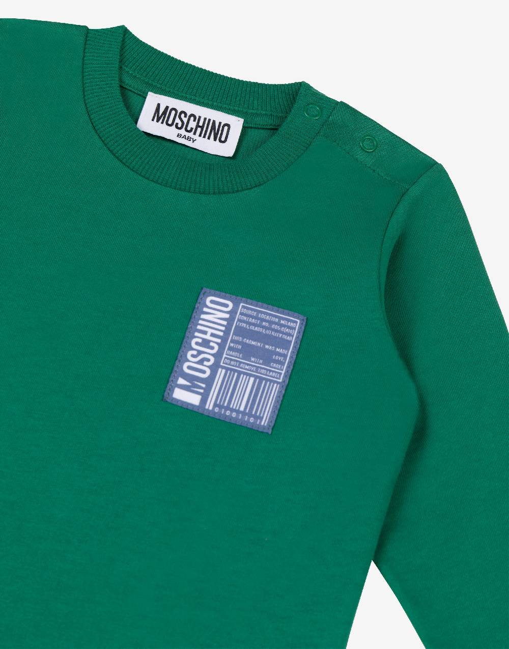 Love Moschino Felpa in cotone Barcode Patch Novità
