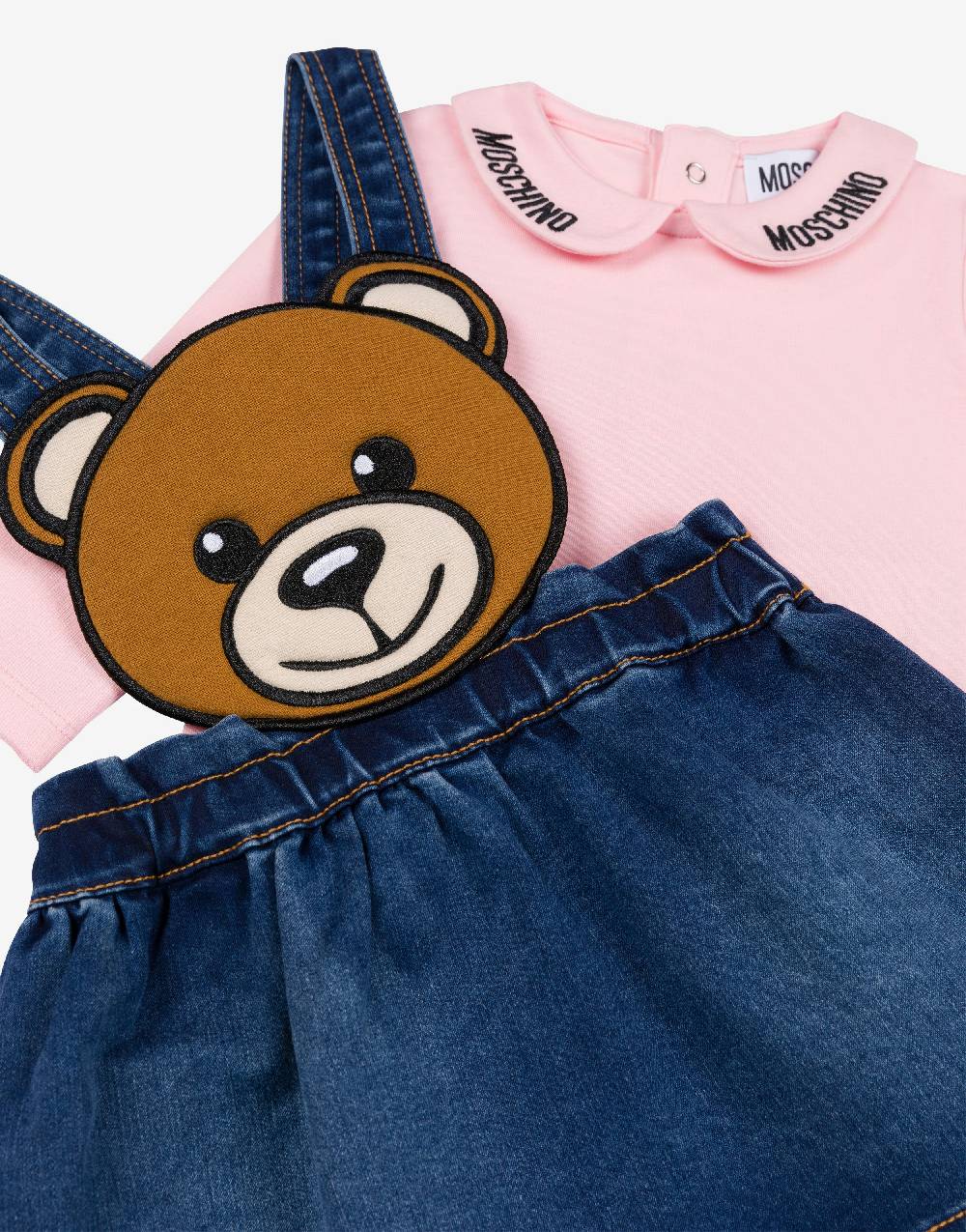 Love Moschino Completo blusa e gonna salopette Moschino Teddy Bear Prezzo Ridotto