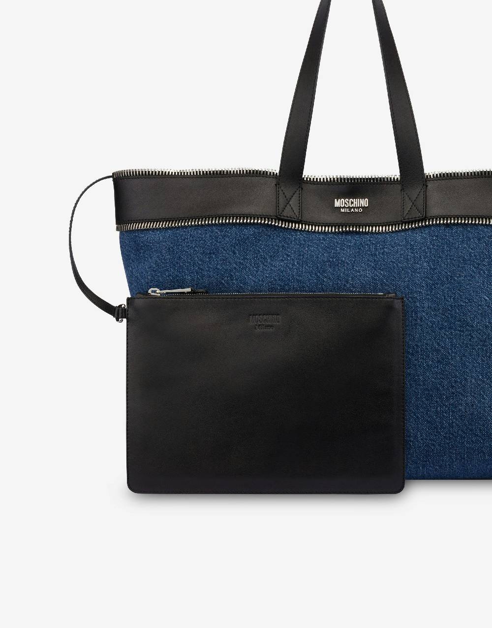 Love Moschino Shopper in denim Moschino Rider Vendita Economica