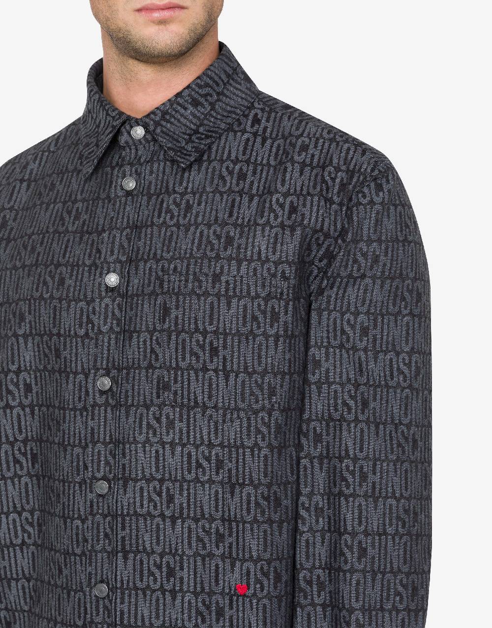 Love Moschino Camicia in denim Allover Logo Sottocosto
