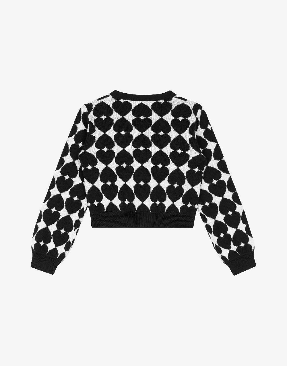 Love Moschino Cardigan in misto lana e cotone Jacquard Hearts Vendita