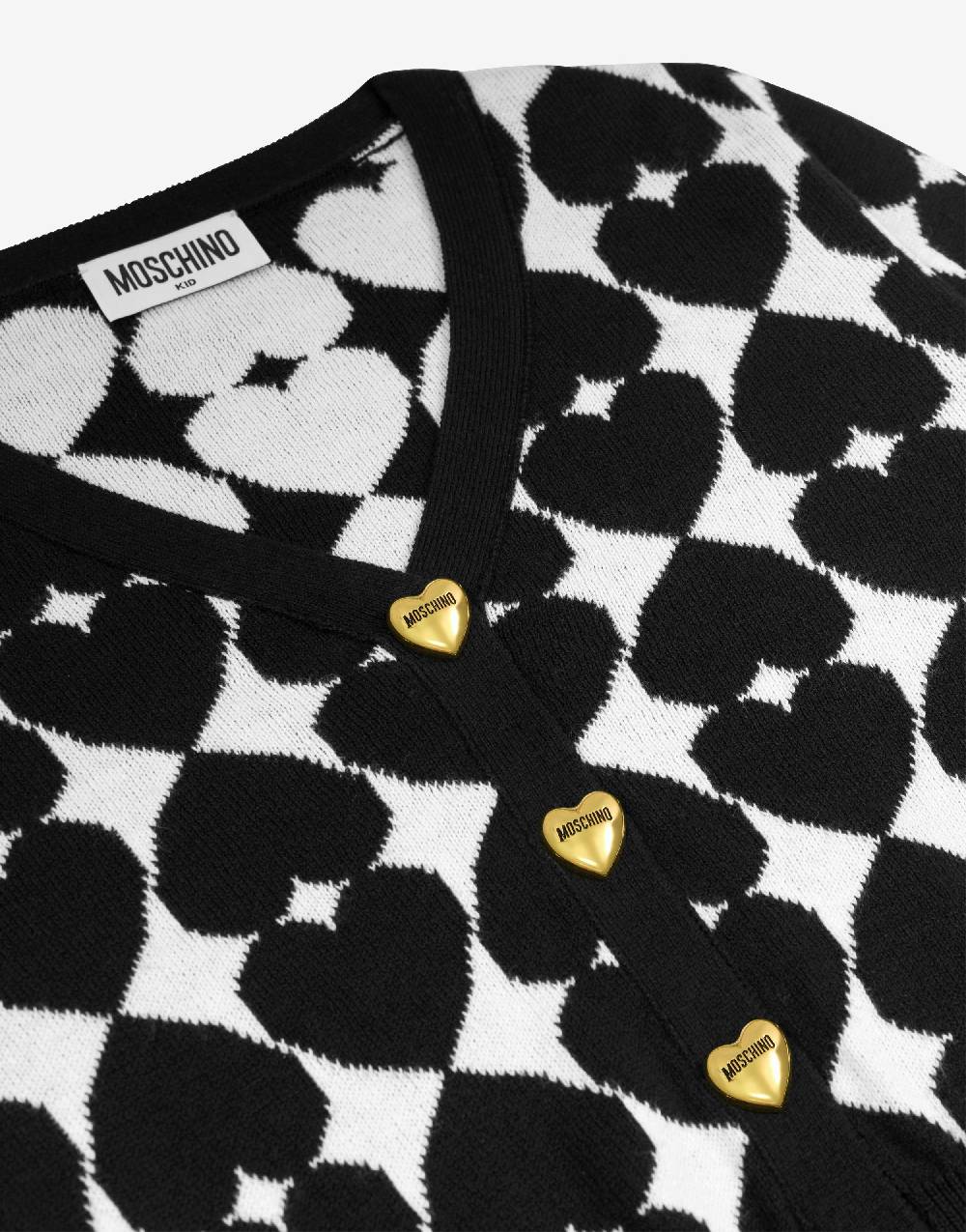 Love Moschino Cardigan in misto lana e cotone Jacquard Hearts Vendita