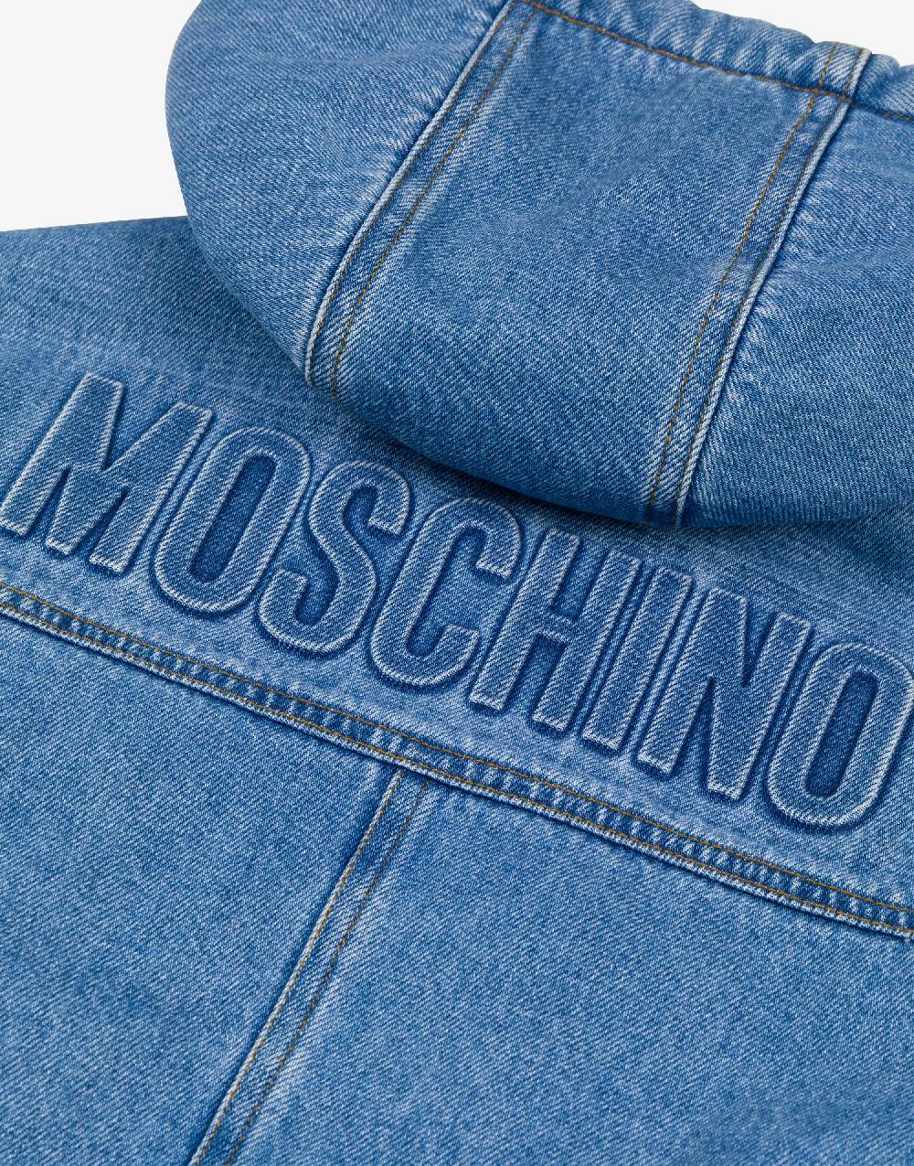 Love Moschino Giacca in denim con cappuccio Embossed Logo Presa
