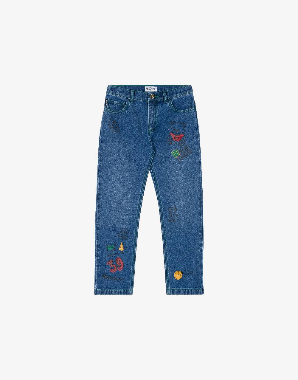 Love Moschino Pantalone in denim School Print Solo un giorno rimasto