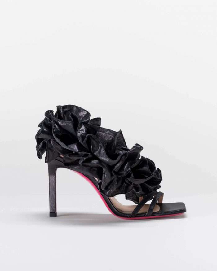 LUCIANO PADOVAN ROUCHE LINE SANDALO EMILY TESSUTO LUREX NERO Vendita