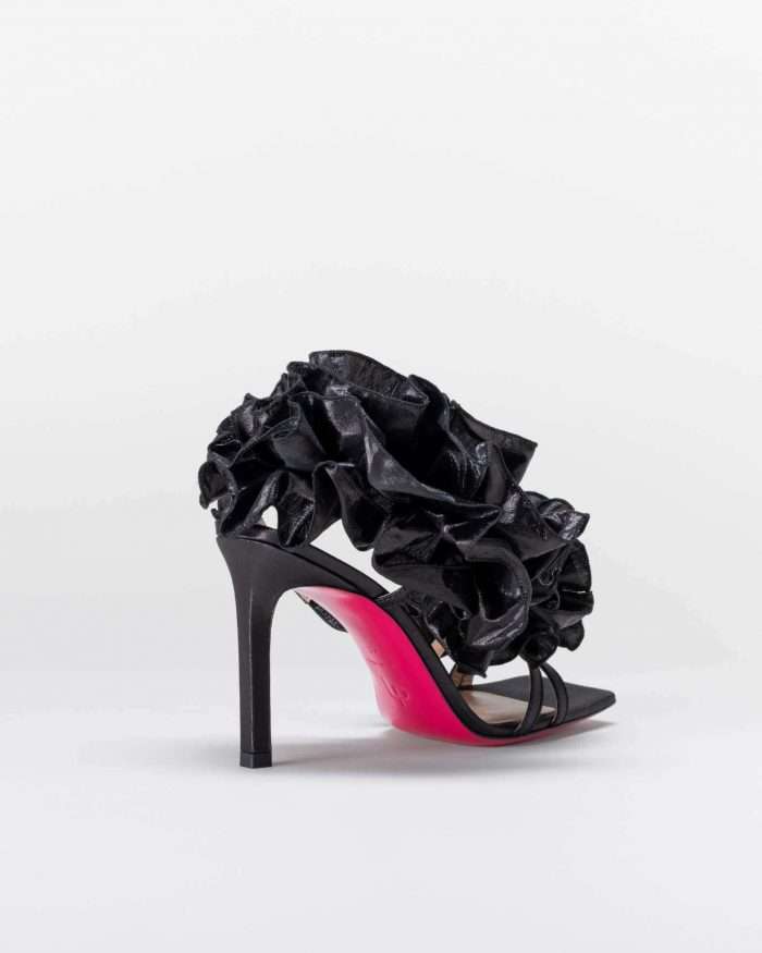 LUCIANO PADOVAN ROUCHE LINE SANDALO EMILY TESSUTO LUREX NERO Vendita