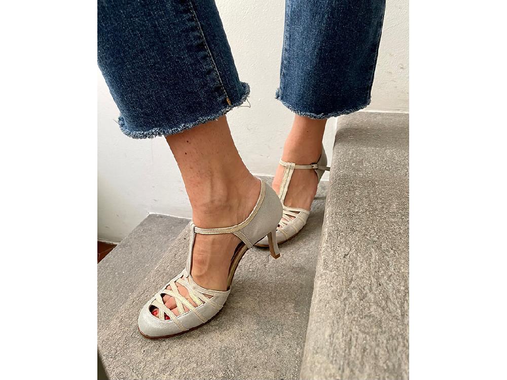 Rose'S Roses Colette – Silver T-Strap Offerta