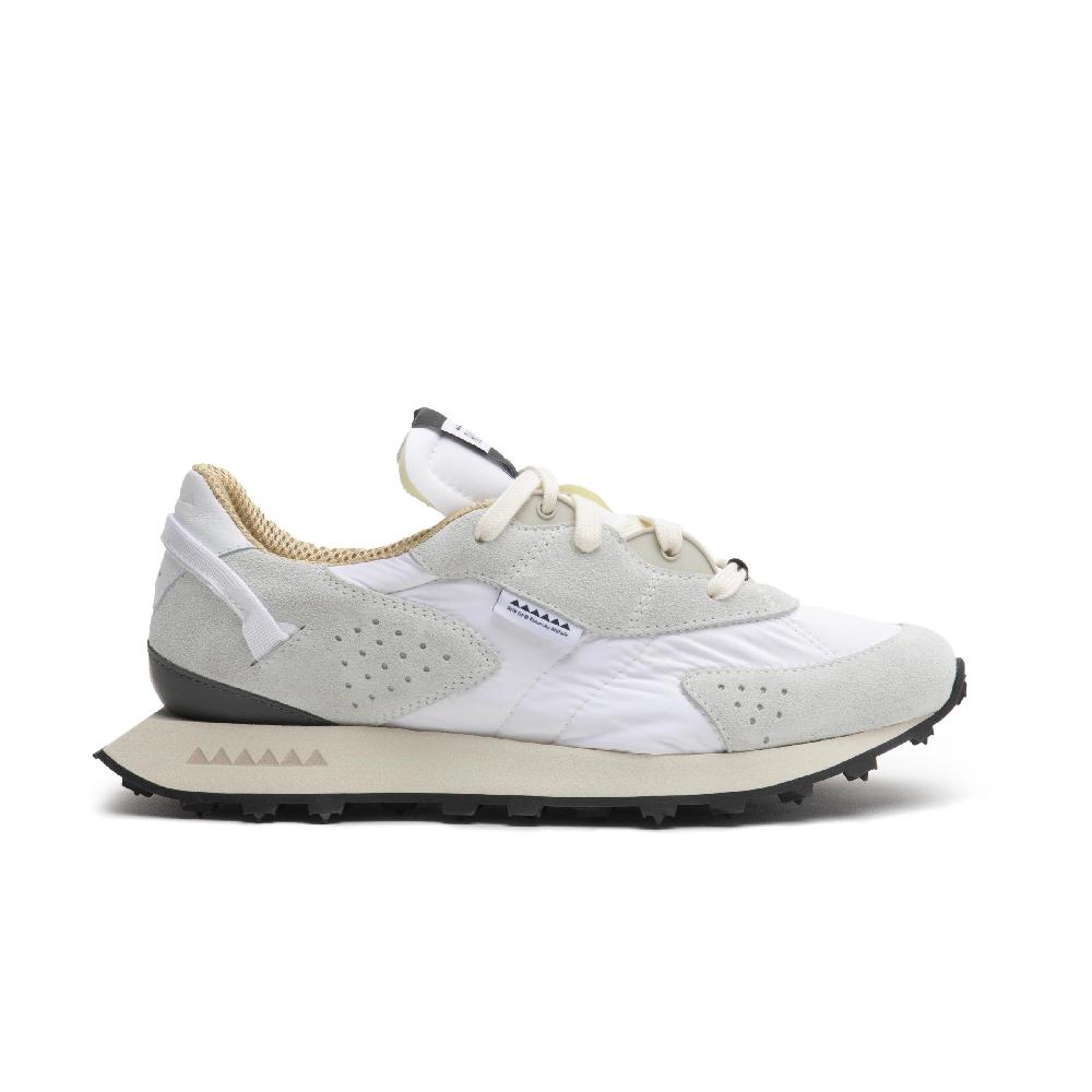 RUN OF Neon sneakers in pelle scamosciata e nylon bianco