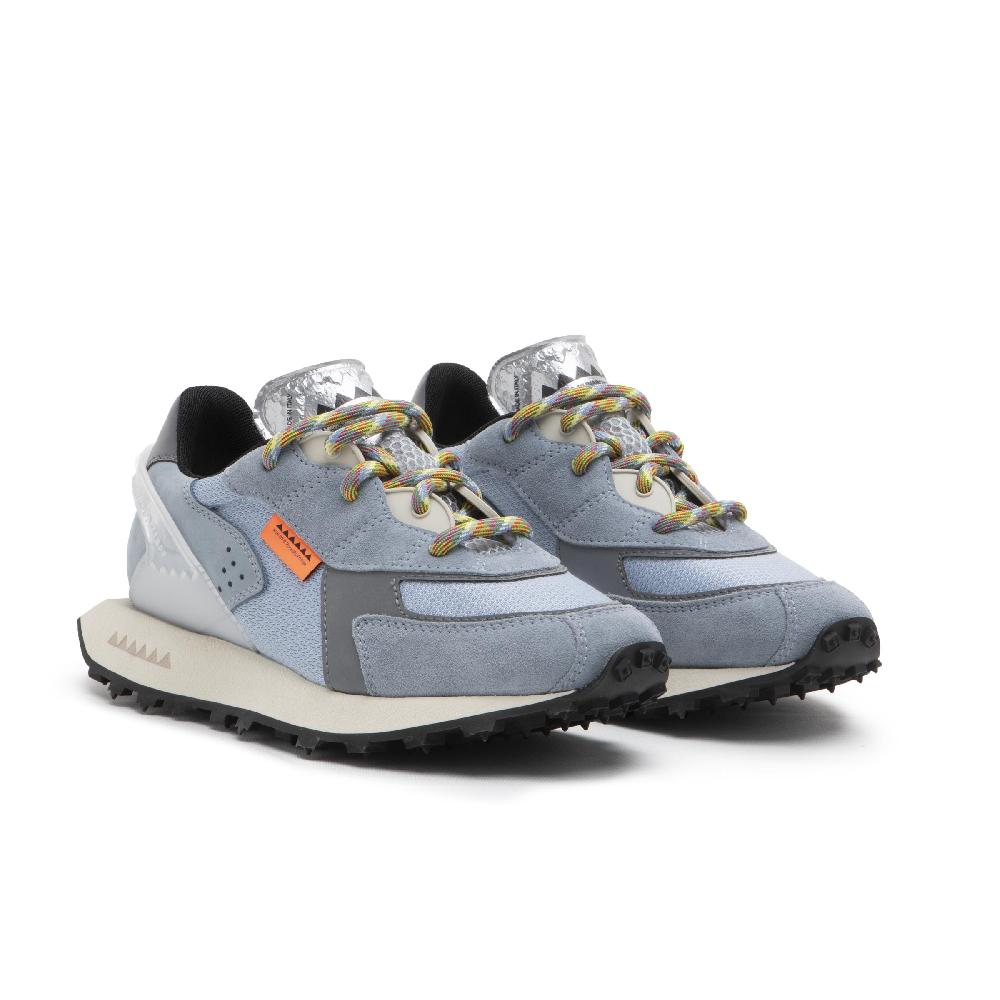 RUN OF Stramilano sneakers celesti in pelle scamosciata nabuk e nylon Vendita