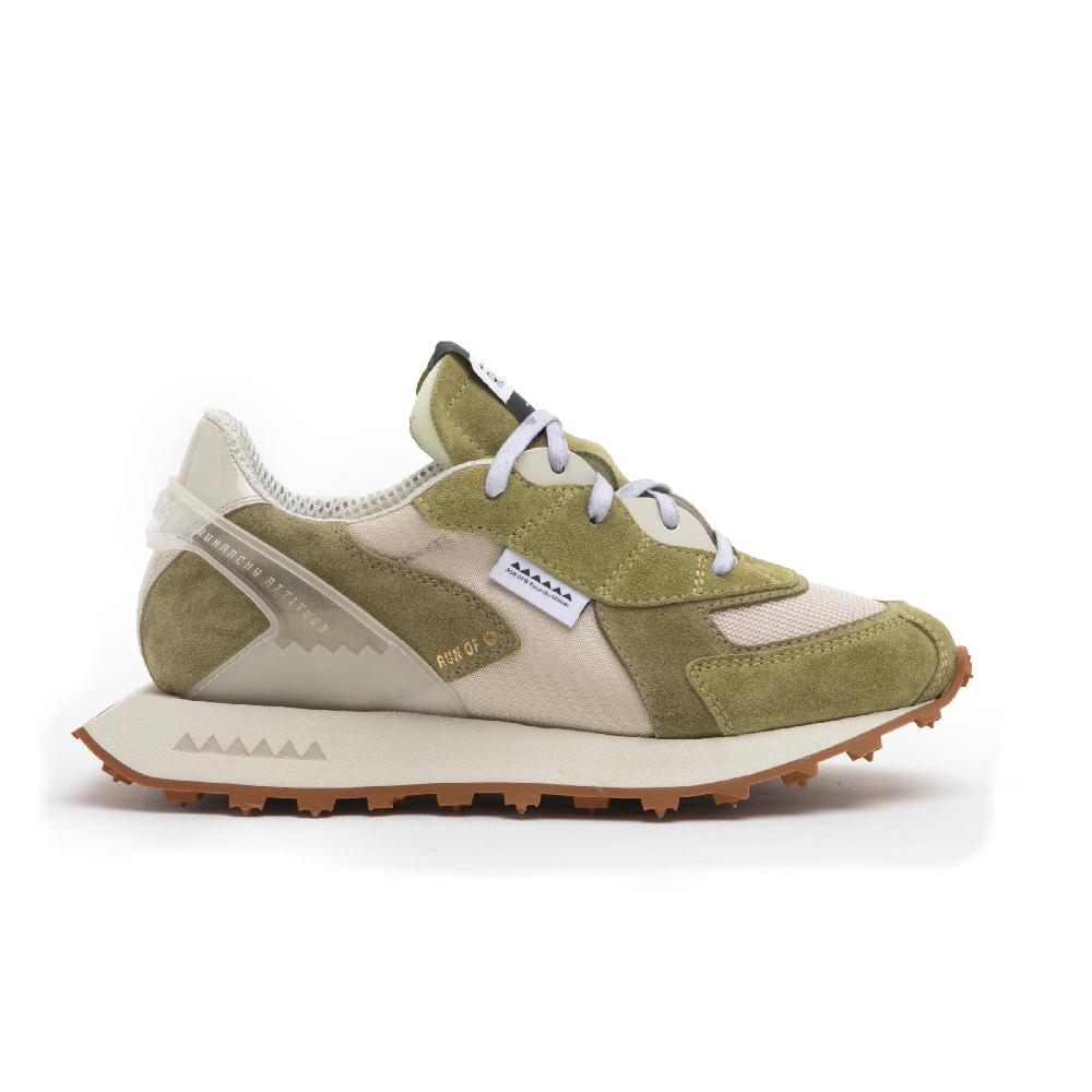 RUN OF Musk sneakers in pelle scamosciata e mesh marrone