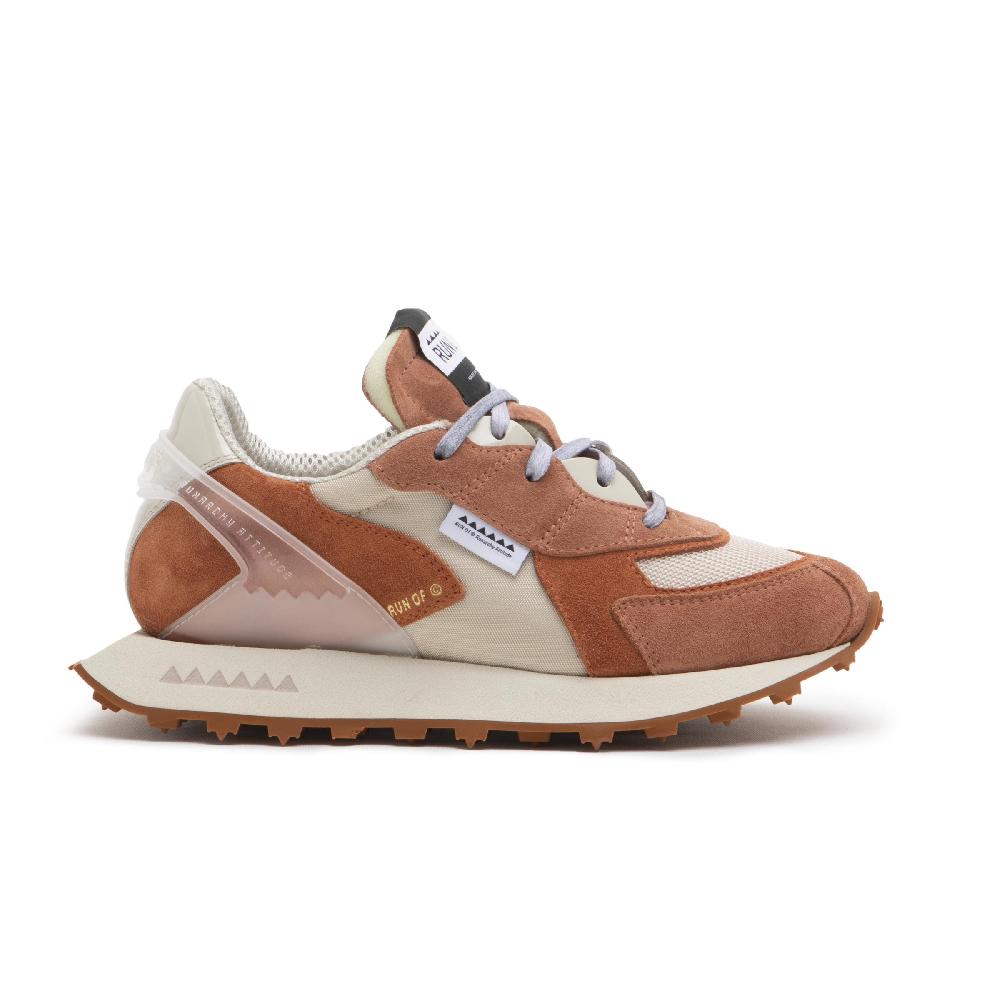 RUN OF Vibe sneakers in suede color mattone e mesh