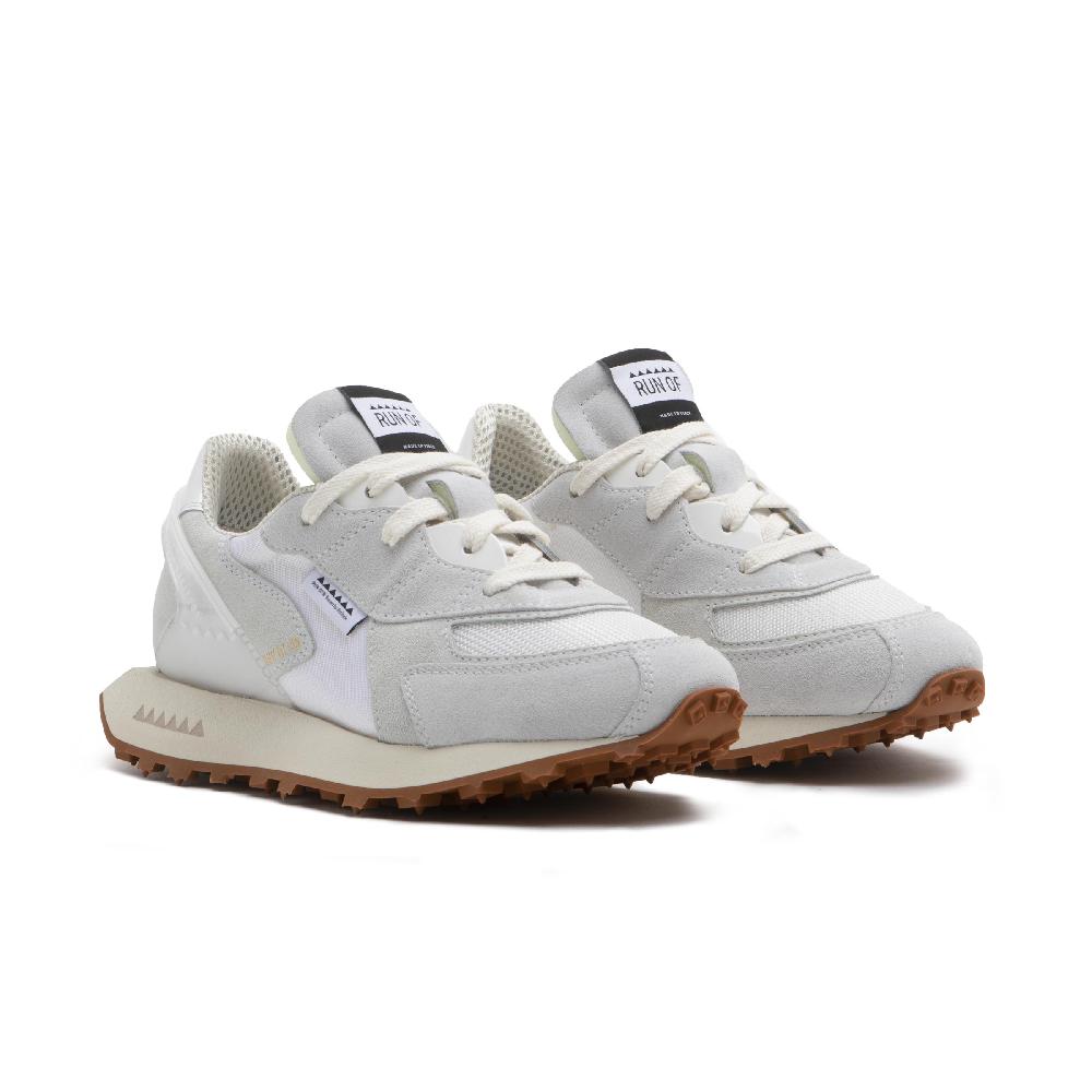 RUN OF Purity sneaker bianche in pelle scamosciata nylon e mesh Promozione Limitata