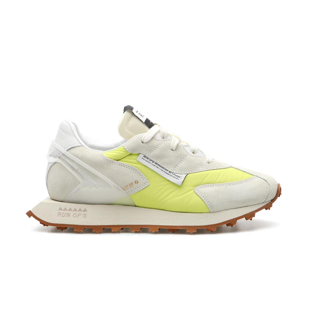 RUN OF Lime/B sneakers in pelle scamosciata e nylon color lime
