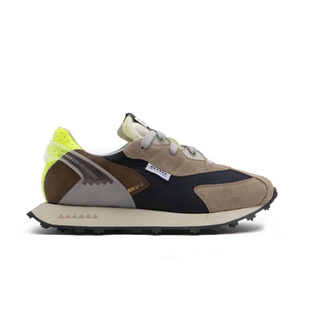 RUN OF Barrio sneakers in pelle scamosciata nylon e nabuk con talloncino in pelle gialla % Shopping Online