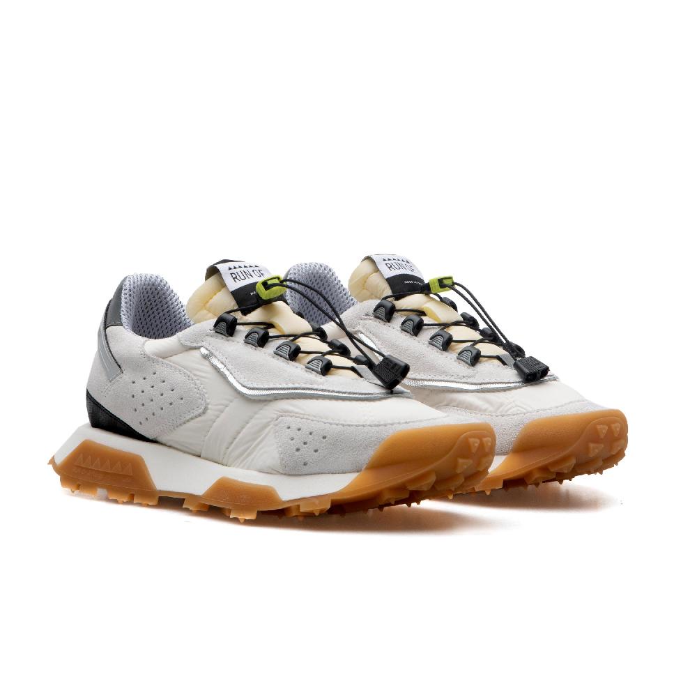 RUN OF Path sneakers in pelle scamosciata bianca e nylon con sistema di chiusura rapida Super sconto