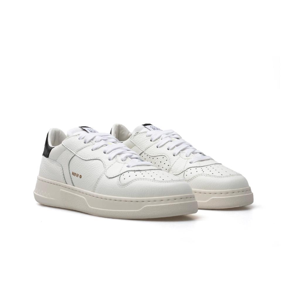 RUN OF Classic BK sneakers in pelle bianca con talloncino in pelle nera Economico