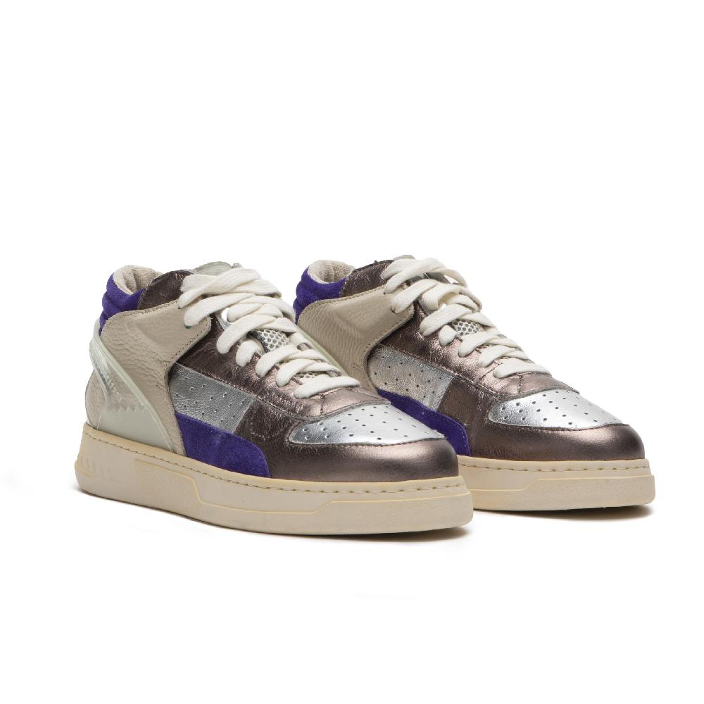 RUN OF Metal Punk sneakers mid in pelle di colori metallizzati Vendita Economica