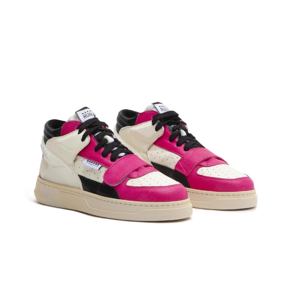 RUN OF Violet sneakers in pelle fuxia bianca e nera I Più Venduti