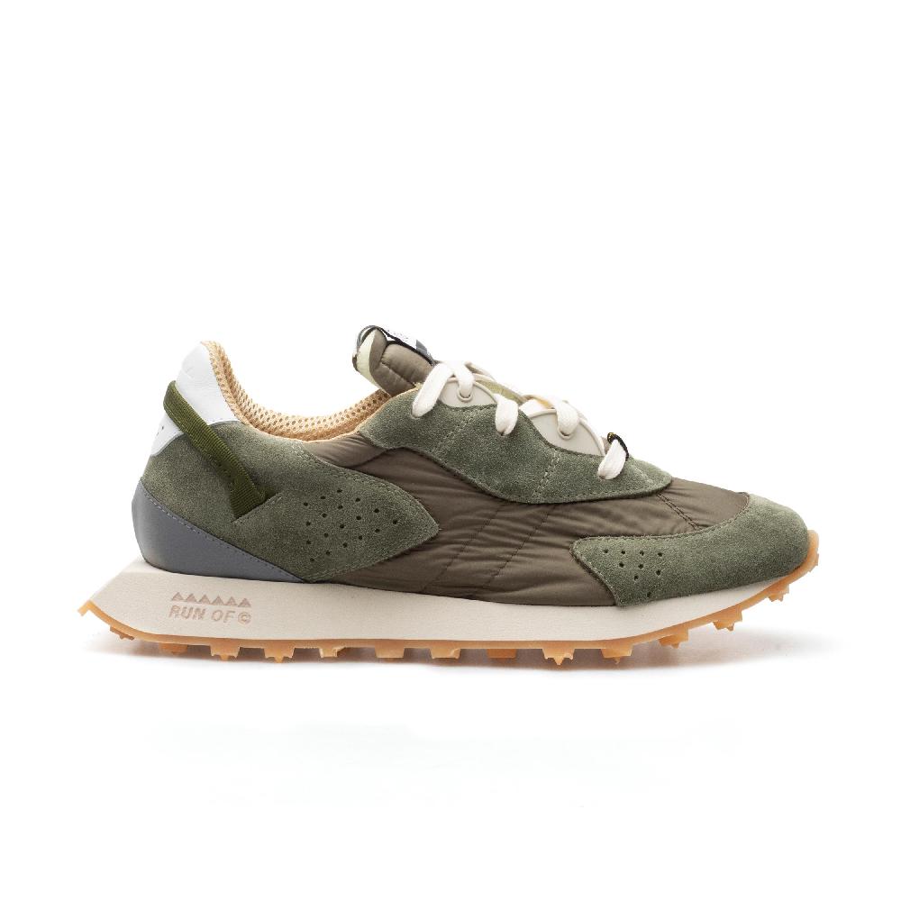 RUN OF Bosco sneakers in pelle scamosciata e nylon verde militare Vendite Flash