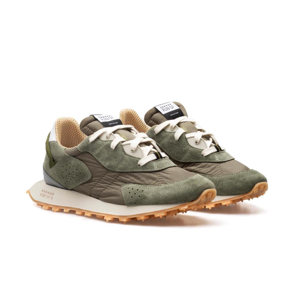 RUN OF Bosco sneakers in pelle scamosciata e nylon verde militare Vendite Flash