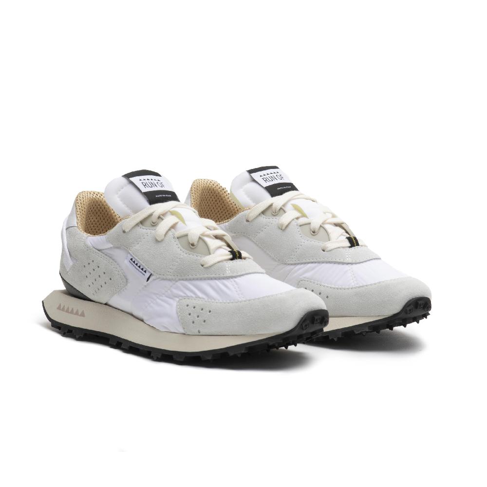 RUN OF Neon sneakers in pelle scamosciata grigia e nylon bianco Negozio