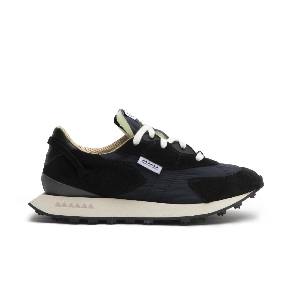 RUN OF Kripto sneakers in pelle scamosciata nera e nylon nero Nuova
